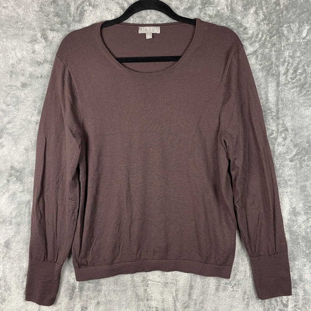 J Crew Halle Sweater Womens XL Brown Merino Wool Long Sleeve‎ Pullover Old Money